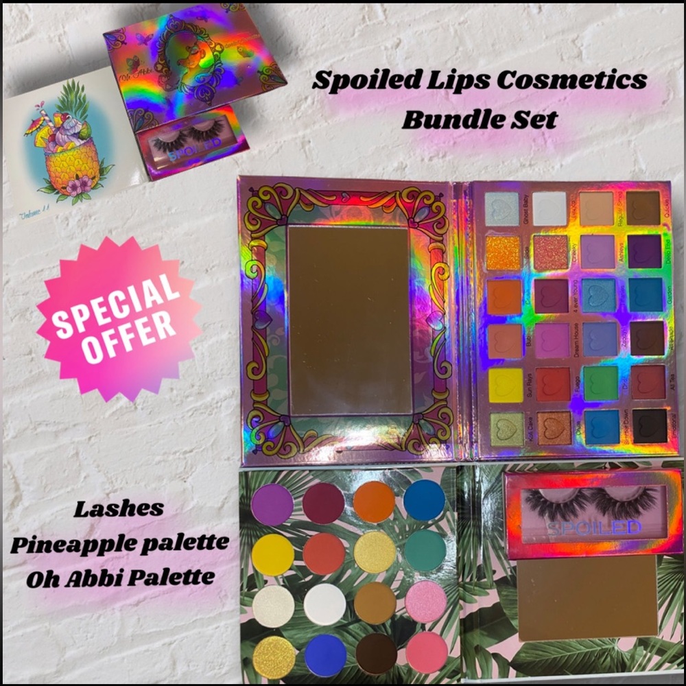 Spoiled lips cosmetics 2 eyeshadow palette & lash bundle